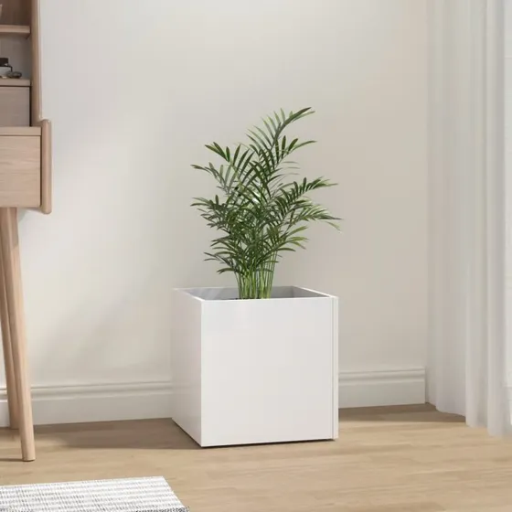 Plantekasse 40x40x40 cm - Hvid højglans, konstrueret træ