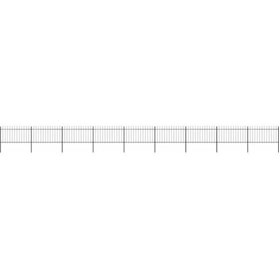 Havehegn i stål med spydtop 15,3 m - sort