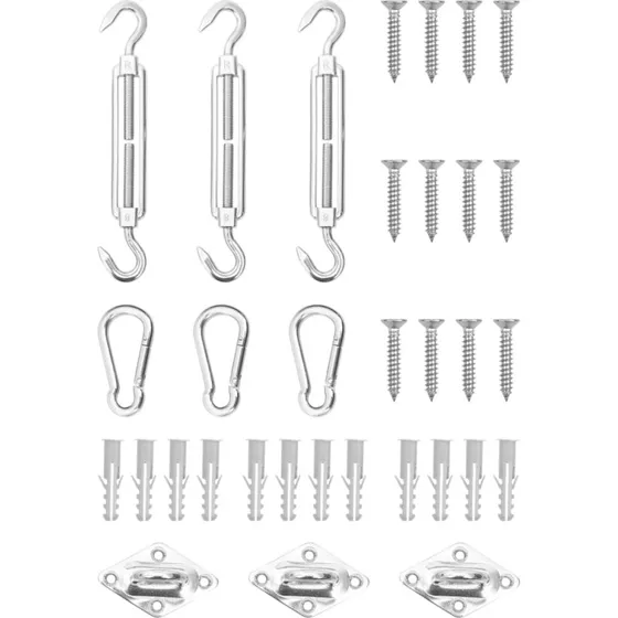 Fastspndingsst til solsejl 9 dele i rustfrit stl