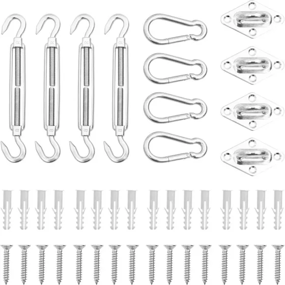 Fastspndingsst til solsejl 12 dele i rustfrit stl