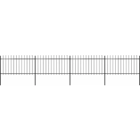 Stålhavehegn med spydtop 714,5x100 cm – sort, 6,8 m
