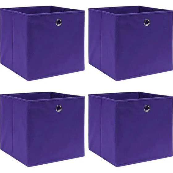 Opbevaringskasser 4 stk. 28x28x28 cm - lilla, foldbar
