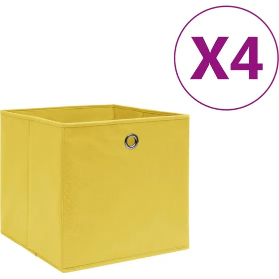 Opbevaringskasser 4 stk 28x28x28 cm - gul