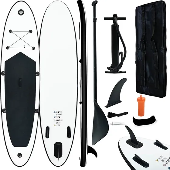 Oppusteligt SUP-paddleboard sæt – sort/hvid