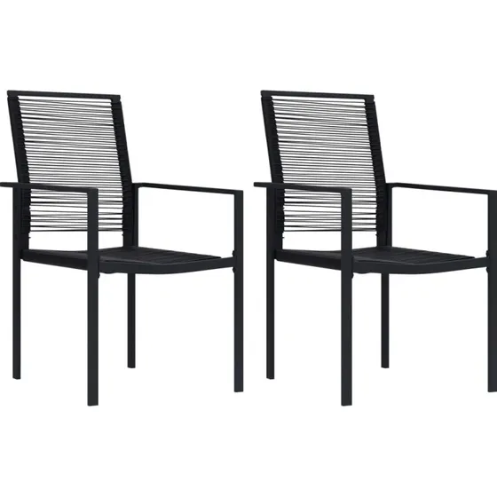 Havestole 2 stk. PVC-rattan sort - robuste & vedligeholdelsesfri