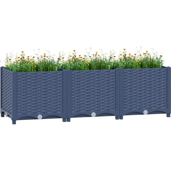 Højbed 120x40x38 cm i polypropylen – blågrå
