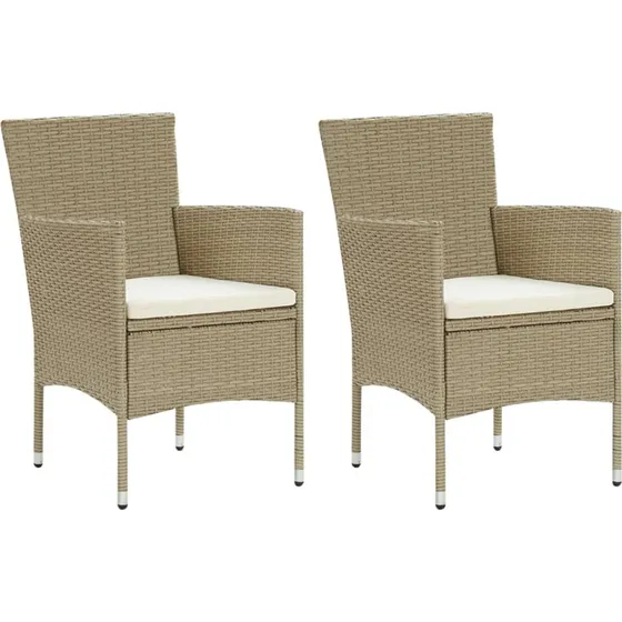 Havestole 2 stk. polyrattan beige – robuste og ergonomiske