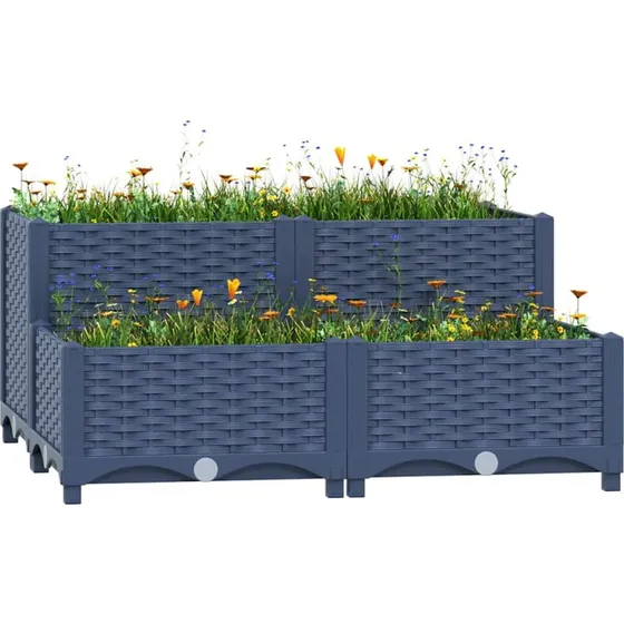 Højbed 80x80x38 cm i polypropylen - blågrå