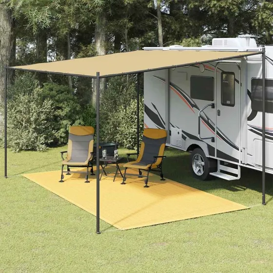 Telttæppe 250x350 cm beige – holdbart PE til camping