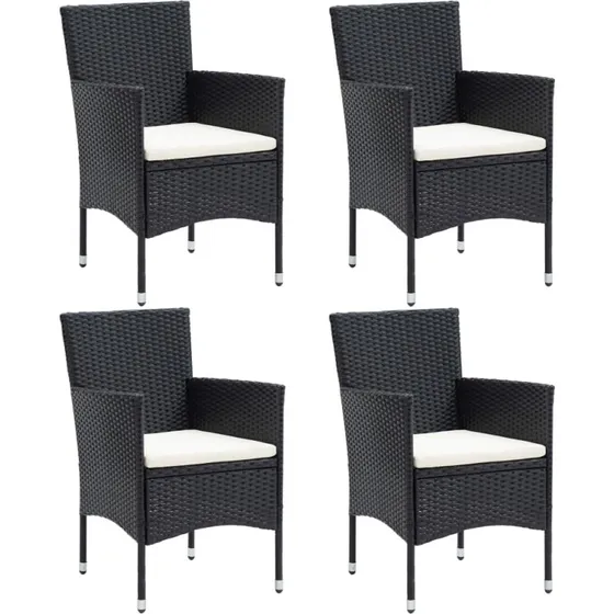Havestole 4 stk. polyrattan sort - robuste og komfortable