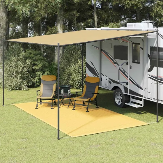 Telttæppe 250x400 cm beige – robust PE campingmåtte