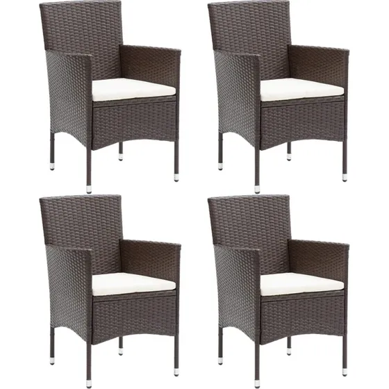 Havestole 4 stk. polyrattan brun med stålstel