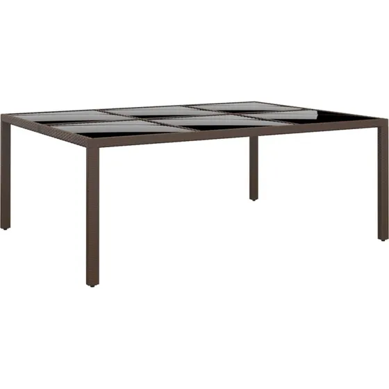 Havebord i rattan med glasplade 200x150x75 cm - brun