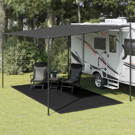 Telttæppe 250x450 cm sort - HDPE campingmåtte