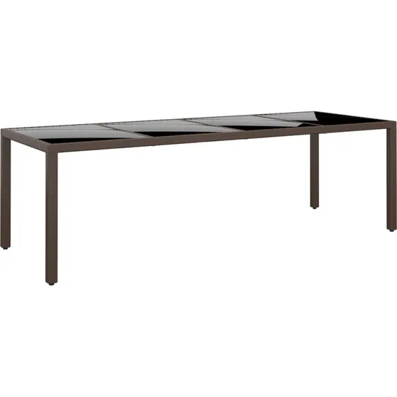 Havebord i polyrattan med glasplade - brun
