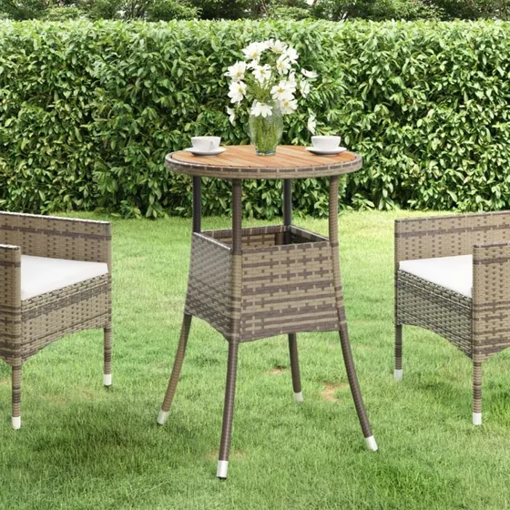 Havebord 60x75 cm akacietr & gr polyrattan