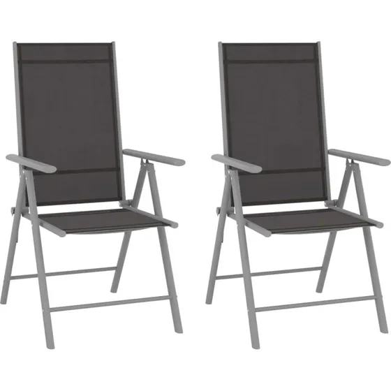Foldbare havestole 2 stk. – sort textilene, aluminium