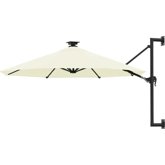 Væghængt parasol 300 cm m. LED - sandfarvet