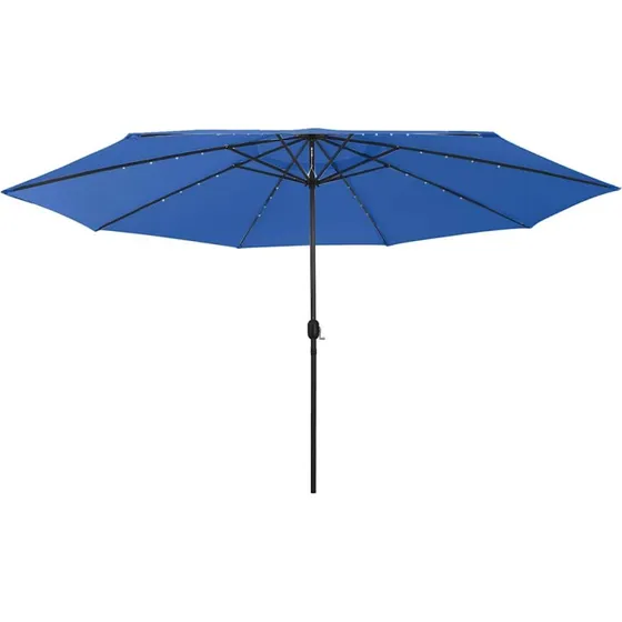 Haveparasol 400 cm med LED-lys, azurblå