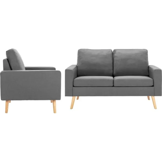 Sofasæt 2 dele i lysegråt stof