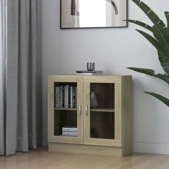 Vitrineskab sonoma-eg 82,5x30,5x80 cm