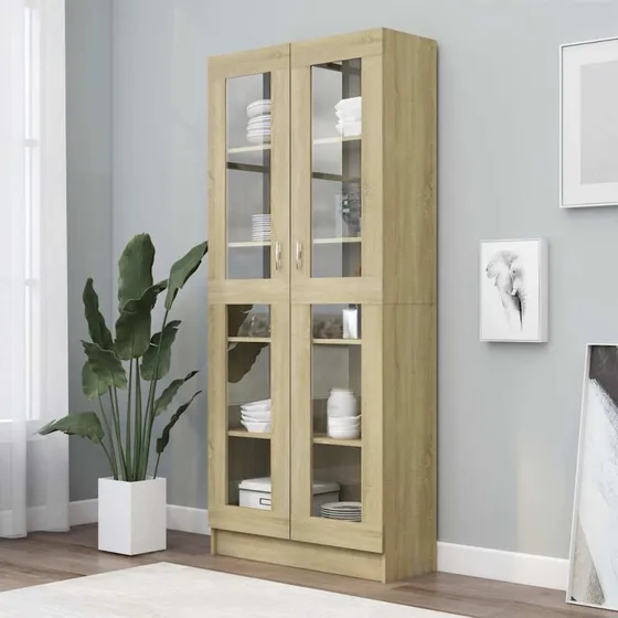 Vitrineskab Sonoma-eg 82,5x30,5x185 cm