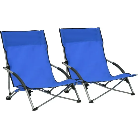 Foldbare strandstole 2 stk. blå - oxfordstof & stålstel