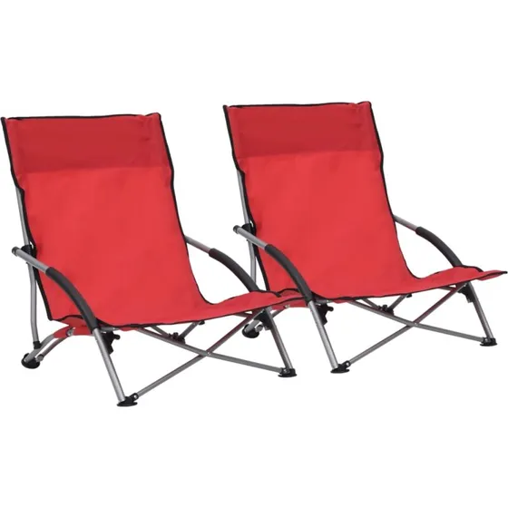 Foldbare strandstole 2 stk. rød (oxfordstof)
