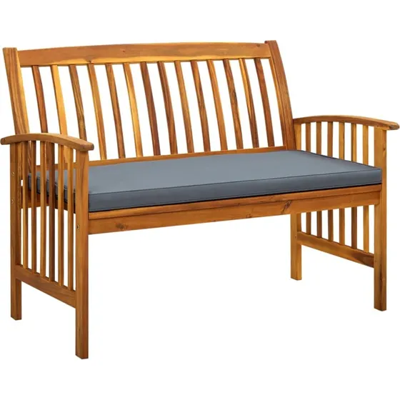 Havebænk 119 cm i massivt akacietræ med hynde