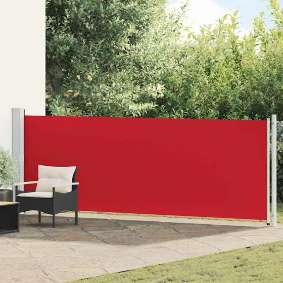 Sidemarkise 140x600 cm sammenrullelig rød med kassette
