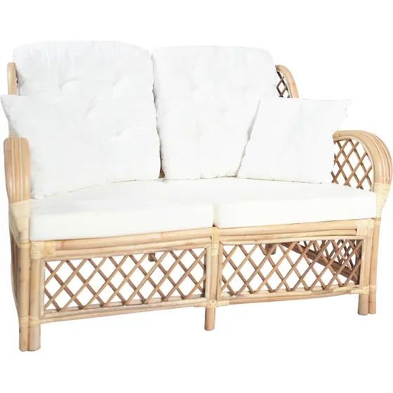 2-personers sofa i naturlig rattan med hynder