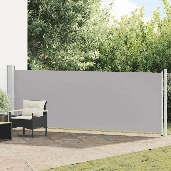 Sammenrullelig sidemarkise til terrasse 140x600 cm grå