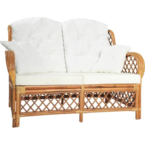 2-personers sofa i naturlig rattan, lysebrun