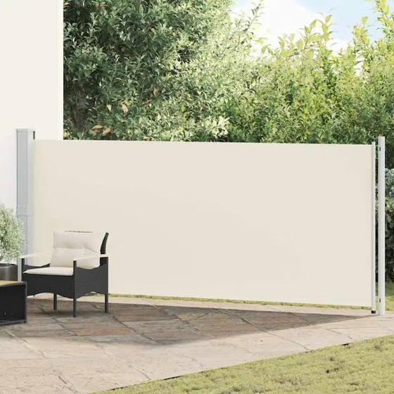 Sammenrullelig sidemarkise til terrasse 600x160 cm – creme