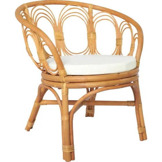 Rattan spisebordsstol med hynde natur & creme