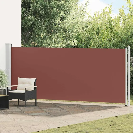 Sammenrullelig sidemarkise til terrasse 600x160 cm - brun