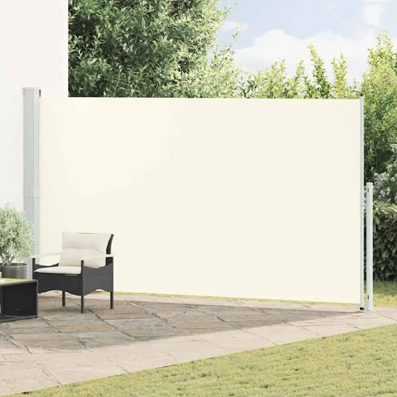 Sammenrullelig sidemarkise til terrasse 200x500 cm - creme