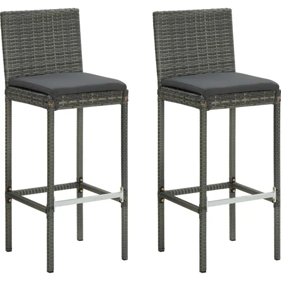Havbarstole 2 stk. i grå polyrattan med hynder