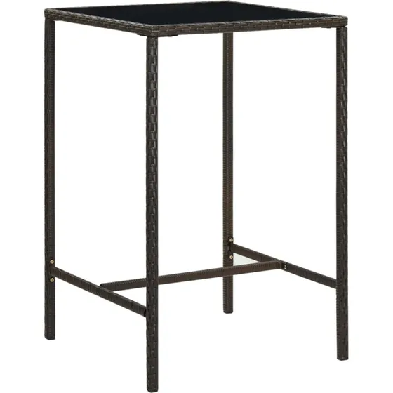 Barbord til haven 70x70x110 cm i polyrattan og glas