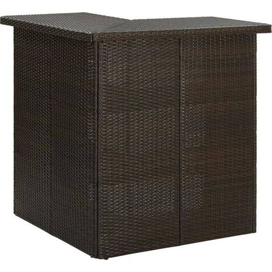 Hjrnebarbord i polyrattan 100x50x105 cm  Brun
