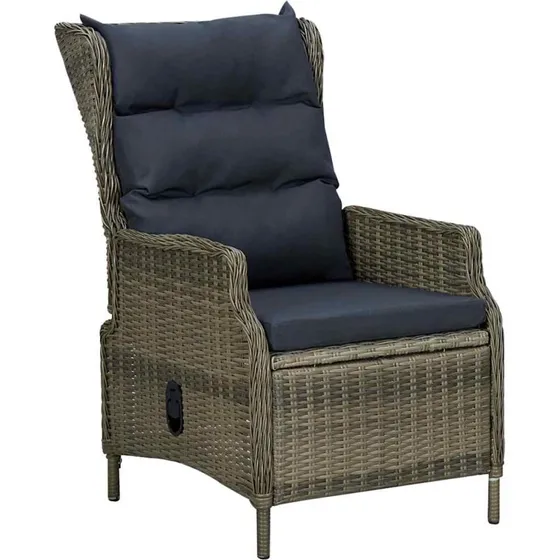 Havestol i polyrattan med hynder – brun
