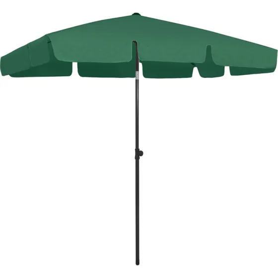Strandparasol 200x125 cm grøn – UV-beskyttende med vippefunktion
