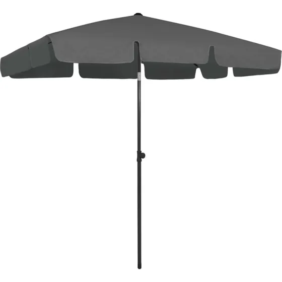 Strandparasol 200x125 cm, antracitgrå - UV-beskyttelse