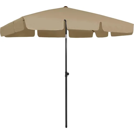 Strandparasol 200x125 cm gråbrun - justerbar UV-beskyttelse