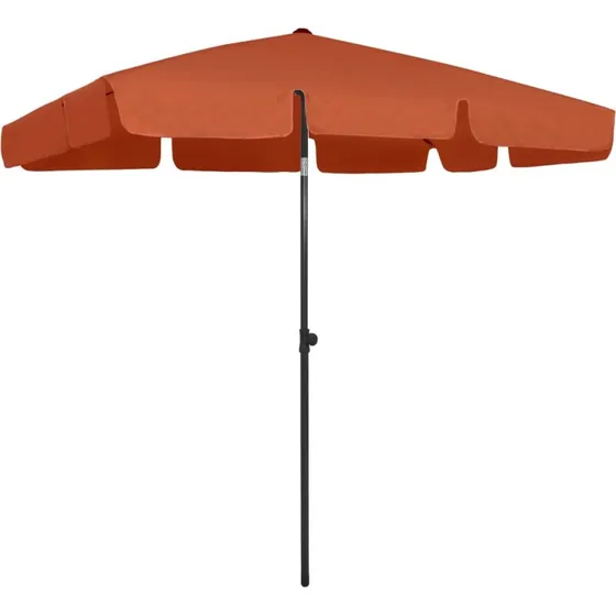 Strandparasol 200x125 cm terrakotta - UV-beskyttelse