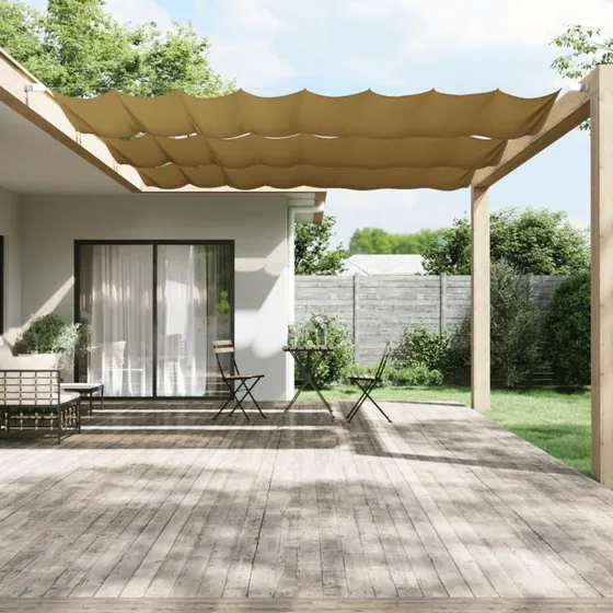 Lodret markise 140x420 cm - beige oxfordstof