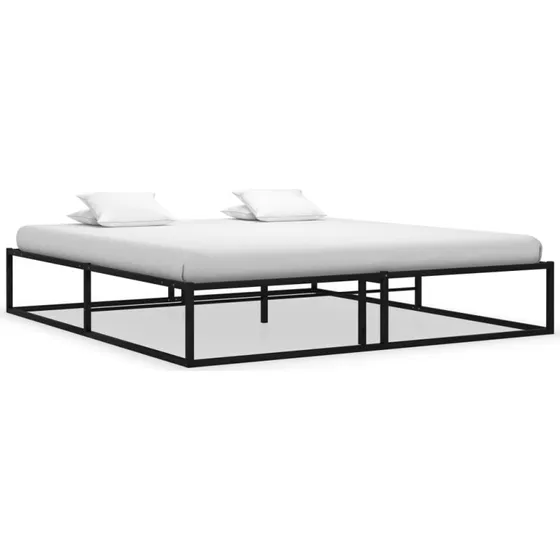 Sengestel i sort metal 160x200 cm med lamelbund