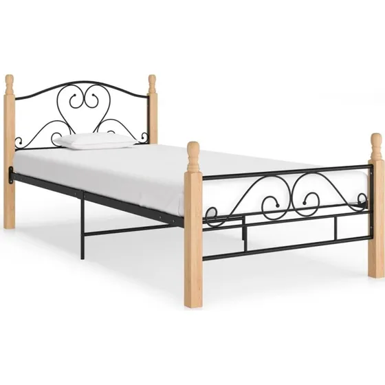 Sengeramme 90x200 cm i metal - sort