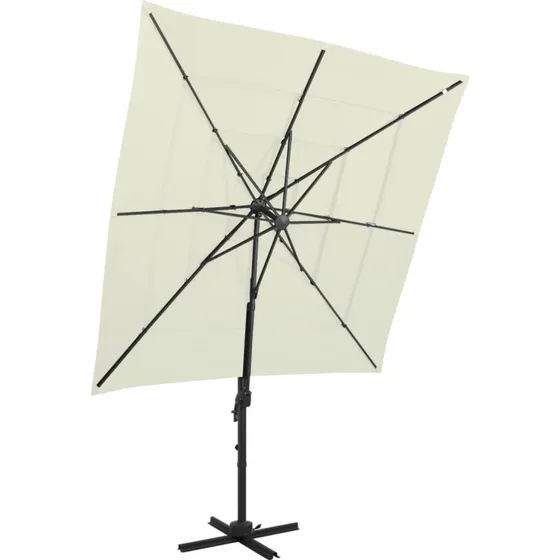 Parasol 250x250 cm 4-niveau – aluminium, sand