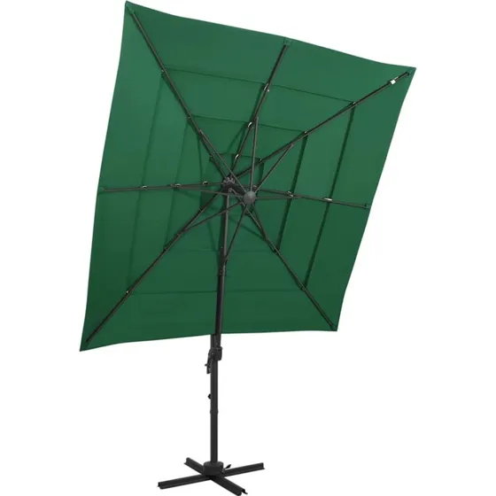 Parasol 250x250 cm 4-niveau aluminium – grøn